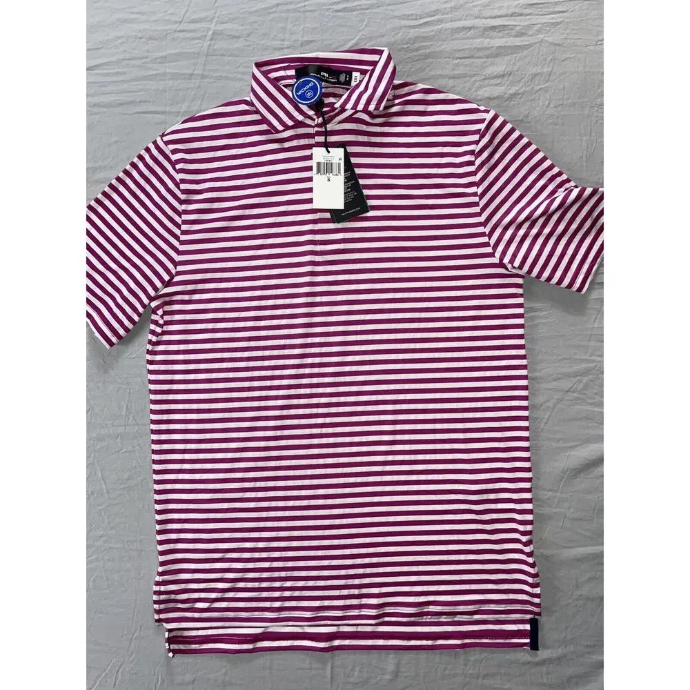 Ralph Lauren RLX Wicking Polo Golf Shirt. Purple Stripe, The Bridges. Men's S.